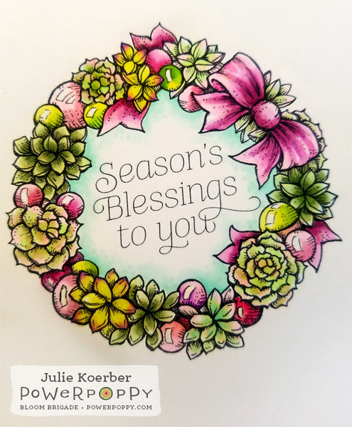 Wreath: Succulents and Baubles Digital Stamp Set